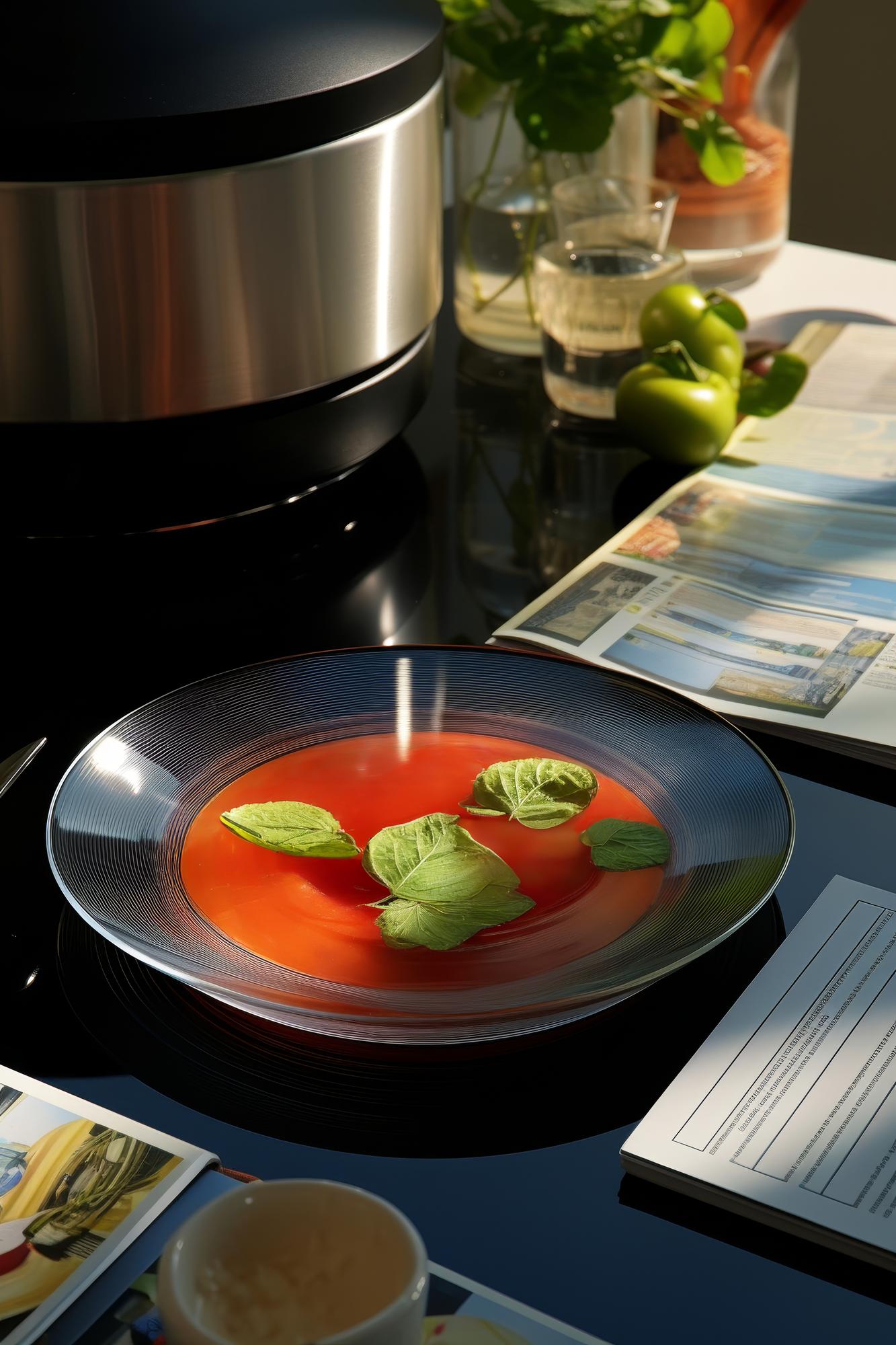 Interactive culinary workspace with camera and laptop